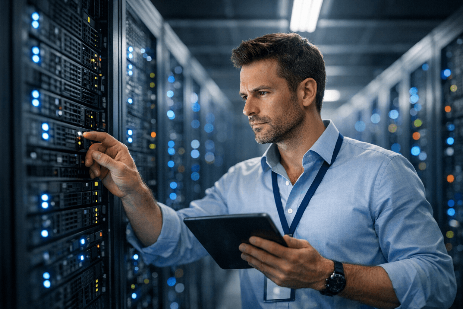 IT director reviewing threat intelligence at workstation